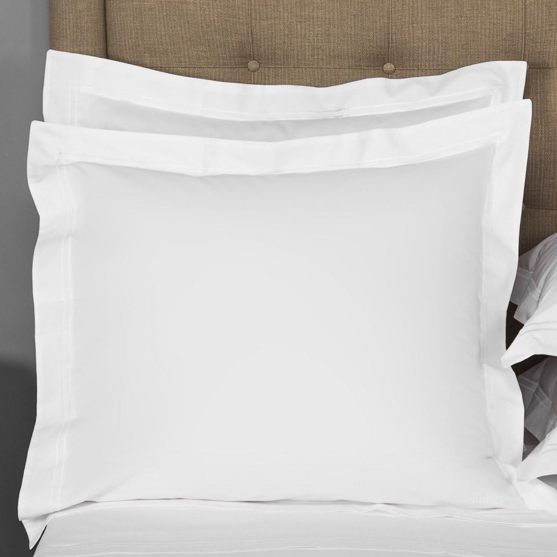 Mayfair Linen European Square Pillow Shams Set of 2 White 600 Thread Count 100% Egyptian Cotton PACK OF 2 Euro 26 x 26 Bright WHITE Pillow shams Cushion Cover, Cases Super Soft Decorative