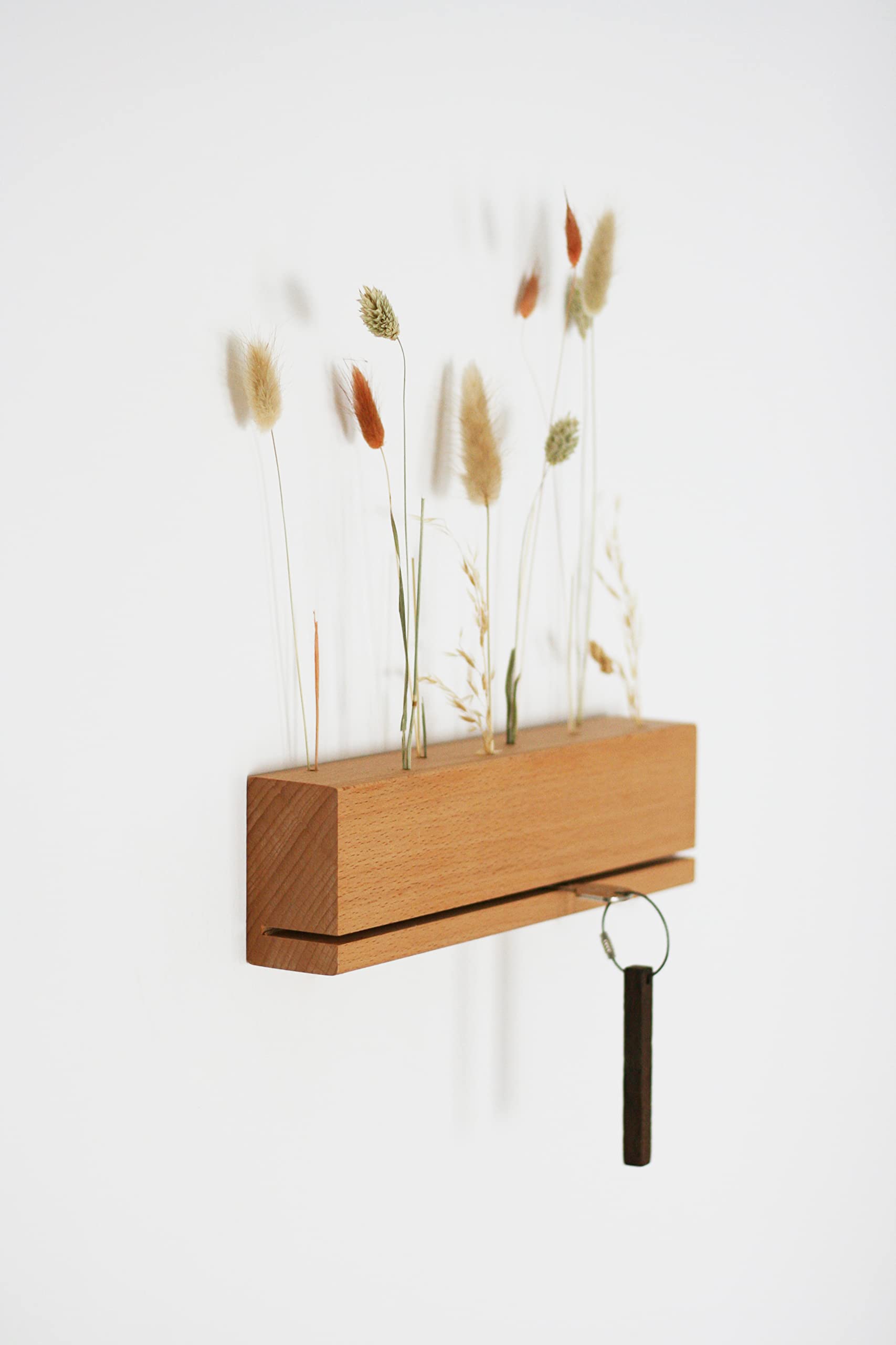 anaan Edge Key Holder Wooden Wall Key Organiser Flowergram Keys Hooks Dry Flower Stand Design (11.8 inch)