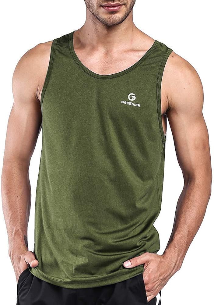 Ogeenier Men's Training Quick-Dry Sports Tank Top Shirt for Gym Fitness Bodybuilding Running Jogging