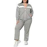 UOUA Plus Size Womens 2 Piece Sweatsuits Outfits Zip Up Jackets & Sweatpants Casual Loungewear Tracksuit Sets