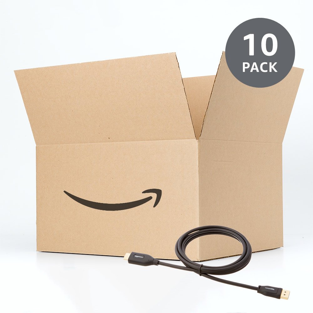 Amazon Basics DisplayPort to HDMI Display Cable, Uni-Directional, 4k@30Hz, 1920x1200, 1080p, Gold-Plated Computer Monitor Projector Plugs, 6 foot - Pack of 10, Black