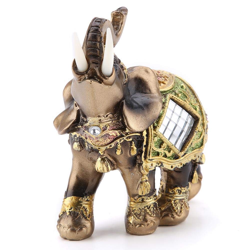 L/M/S Feng Shui Green Elephant Trunk Statue Lucky Wealth Figurine Decoration(Green medium)