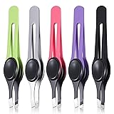 5Pcs Slant Tip Tweezers for Facial Hair Non Slip
