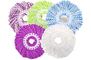 5-Pack Spin Mop Refills - Fit for Most 360° Spin Mops, Easy to Install Microfiber Replacement Mop Heads