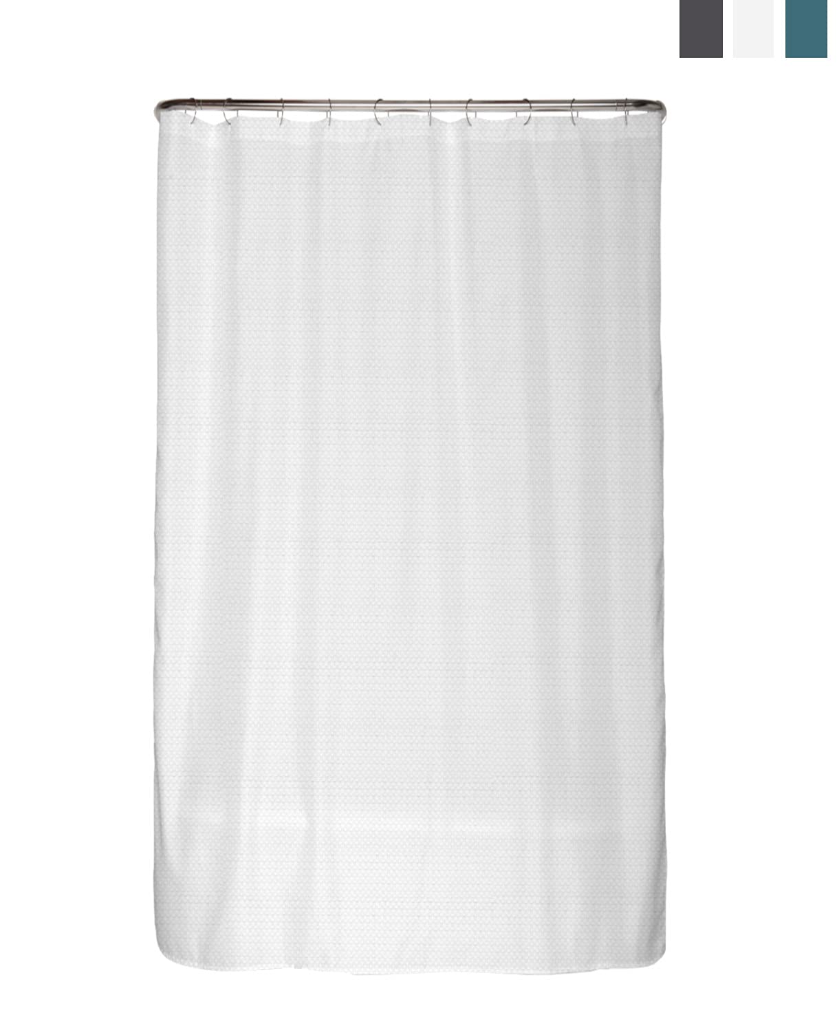 arteneur® - Premium Shower Curtain 120 x 180 cm - Anti-Mould Shower Curtain White with Textured Fabric, Opaque, Waterproof, Washable & Includes E-Book & Rings (Snow White)