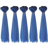 5pcs/lot,15x100cm Straight Deep Blue Synthetic Doll