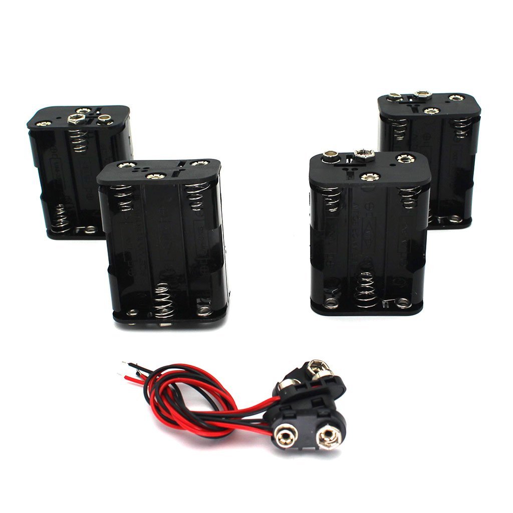 Raogoodcx 4Set 6 x AA Thicken Battery Holder and T Type Wired Battery Clip Standard Snap Connector
