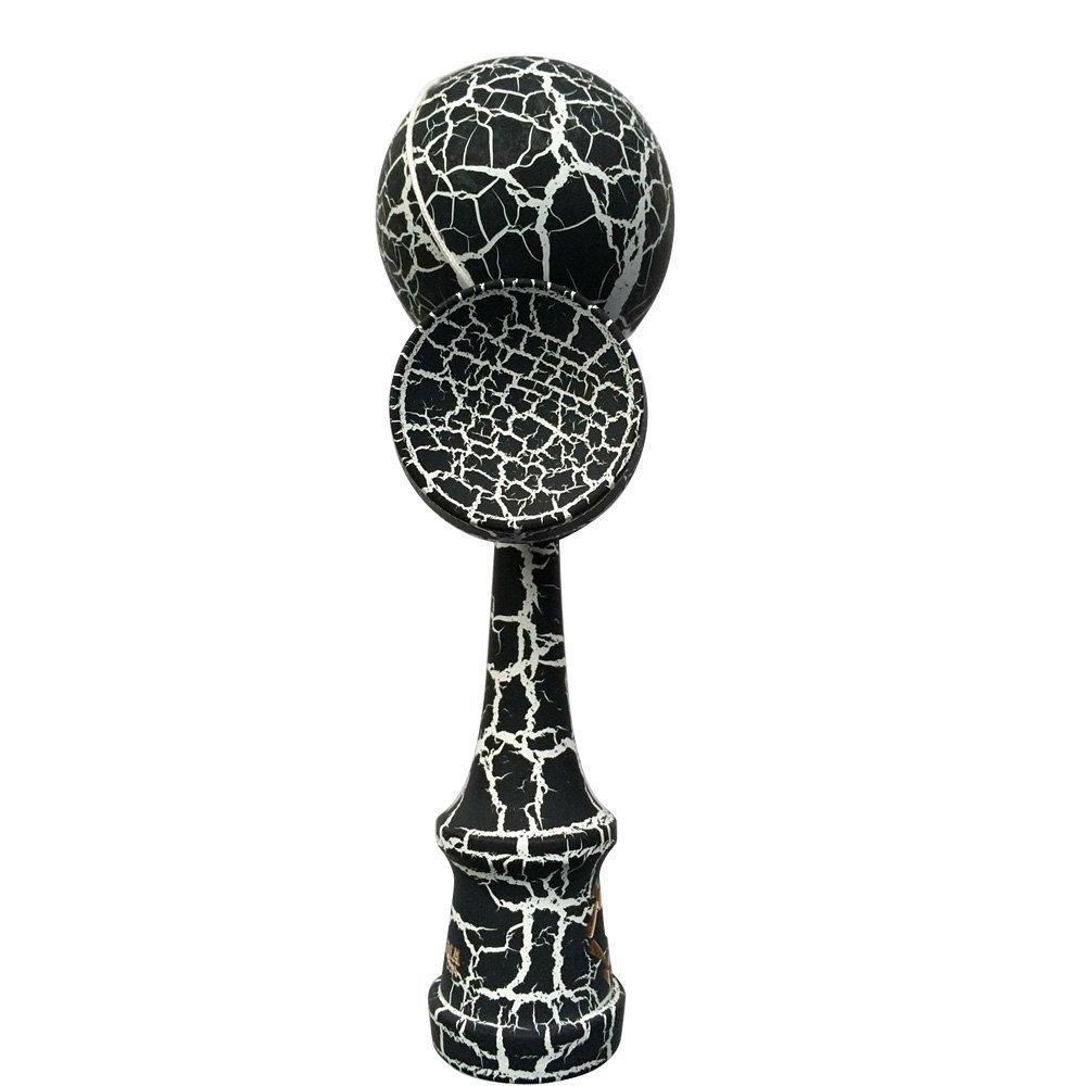 PRECORN Kendama Juego de habilidad con bola negra/azul Jueguete