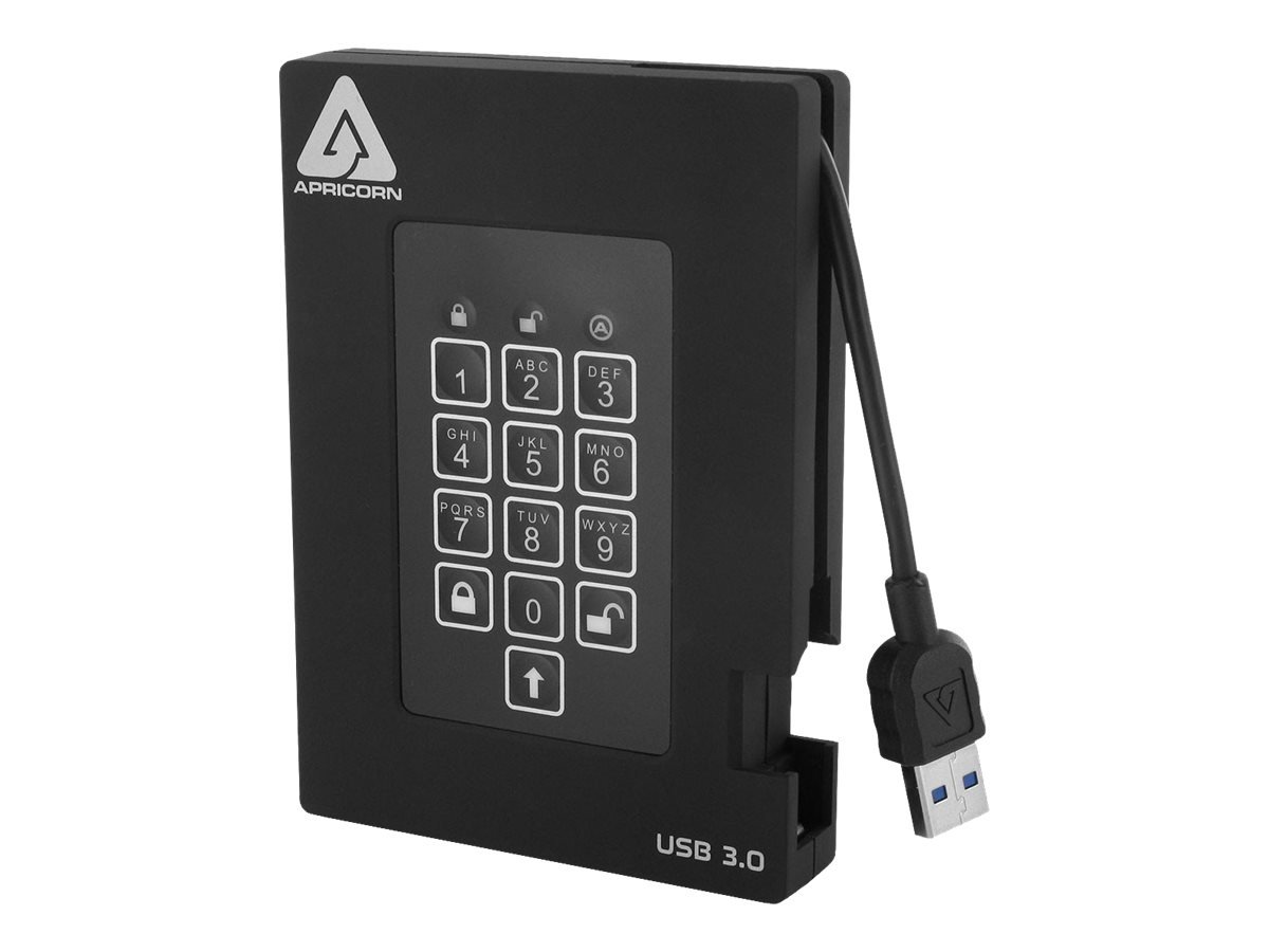 Apricorn 1TB Aegis Padlock Fortress FIPS 140-2 Level 2 Validated 256-Bit Encrypted USB 3.0 Hard Drive with PIN Access (A25-3PL256-1000F)