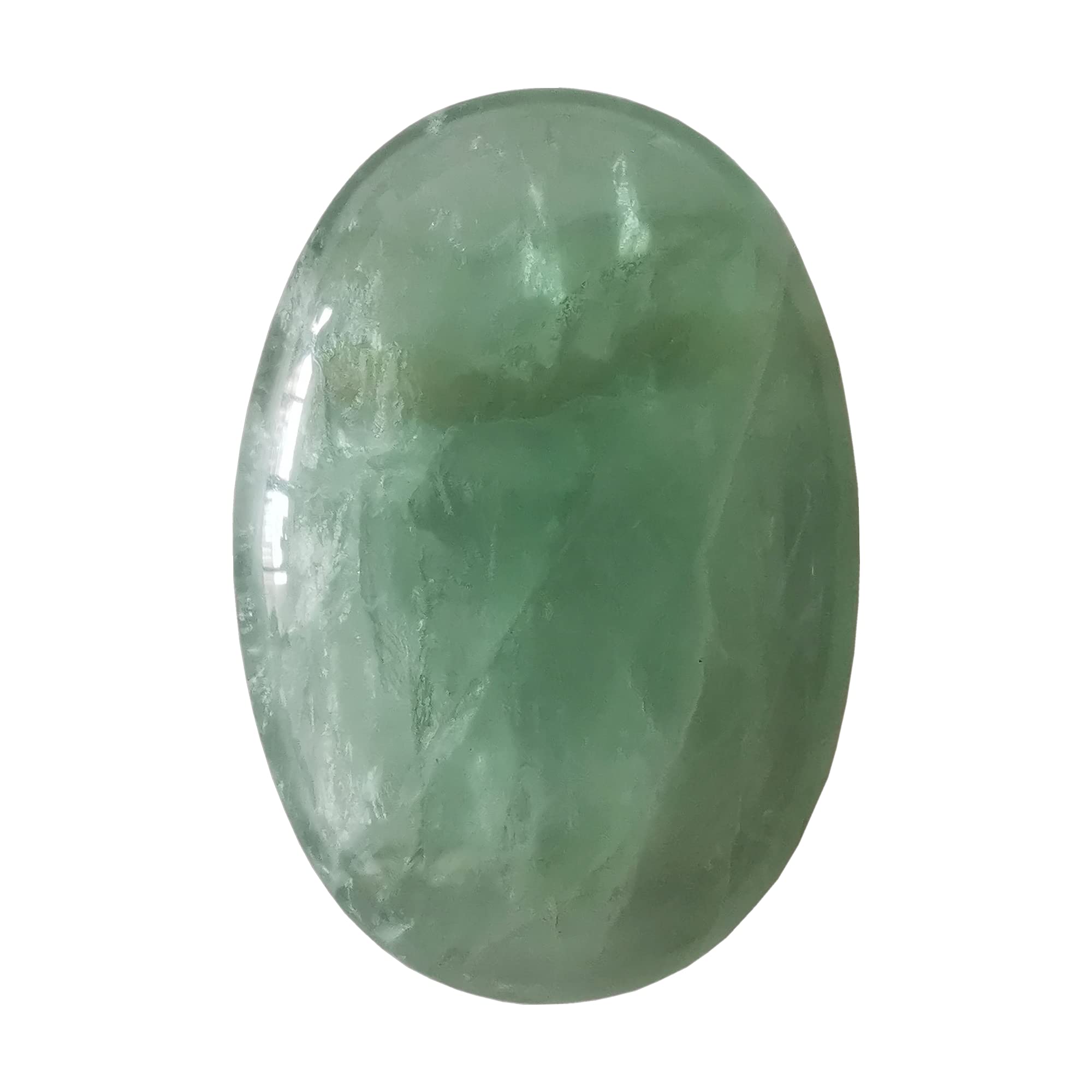 Manekieko Natural Green Fluorite Oval Palm Pocket Healing Crystal Spa Energy Stone,Healing Crystal for Therapy Geometry Chakra Balancing