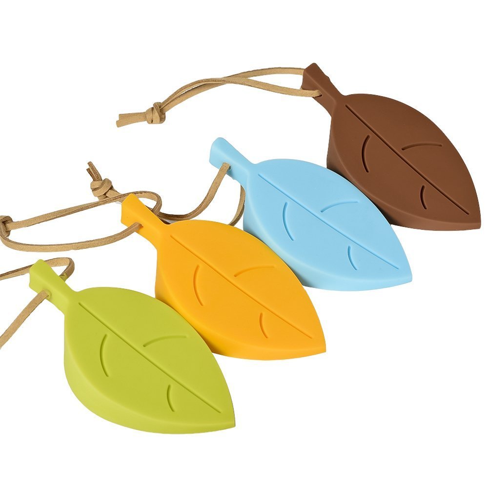 Binnan 4 Pcs Silicone Premium Cute Colorful Cartoon Leaf Style Flexible Silicone Window/Door Stops set with Lanyard for Home Garden Office