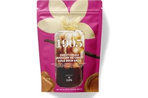 SARASOTA COFFEE & TEA CO. Sarasota Coffee 1905 Cold Brew Coffee Bags | Sweet Cream Jamaican Me Crazy | Blonde-Medium Roast | Smooth & Low Acid | Ground Filter Packs | Cold Brew Kit Makes 14 Cups | Creamy Vanilla & Caramel Notes