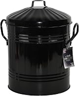 Unibos Small 13 Litre Round Black Galvanised Steel Dustbin with Lid view 1
