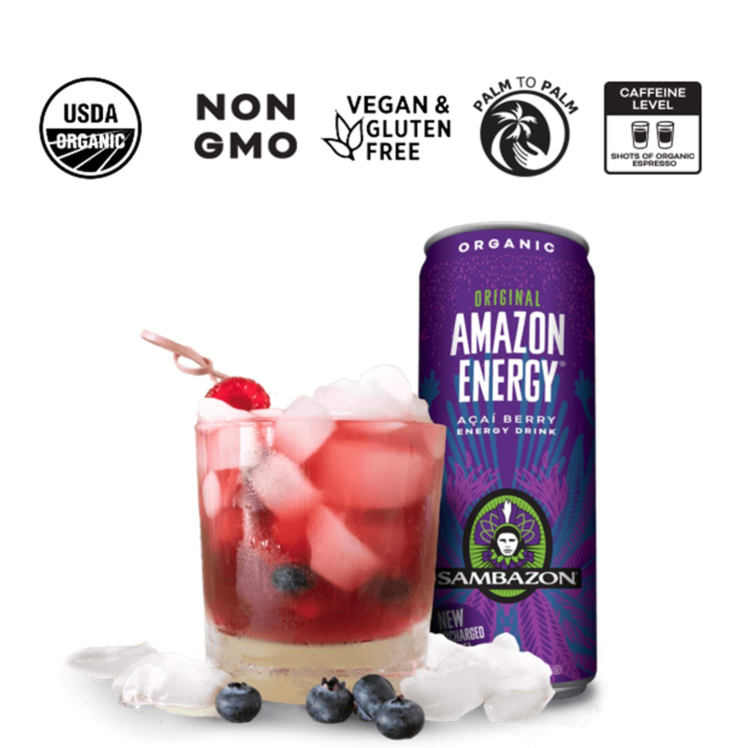 Sambazon Amazon Energy Drink, Original Acai Berry, 12 Ounce (Pack of 12