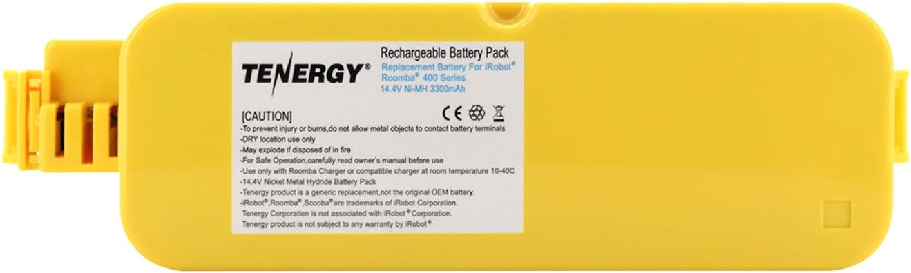 Tenergy Replacement Battery for iRobot Roomba 400 410 415 4000 4100 4110 4130 4150 4170 4188 4210 4220 4225 4230 4232 4260 Vacuum Cleaner, 14.4V 3300mAh Advanced Power System (APS) NiMH Roomba Battery: Home & Kitchen
