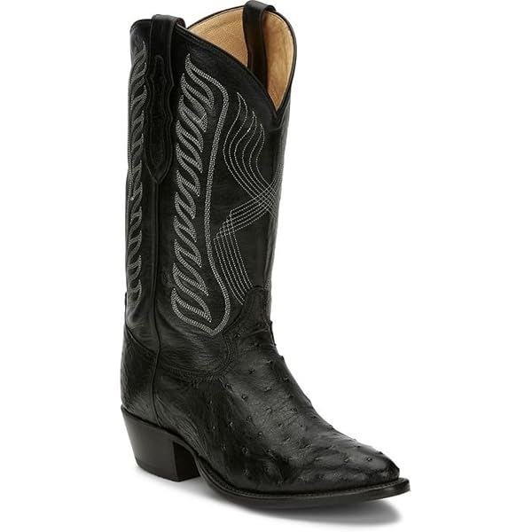 Joe Boots JB703 Men's Authentic Ostrich Leather Cowboy Boots - Square Toe - View #4