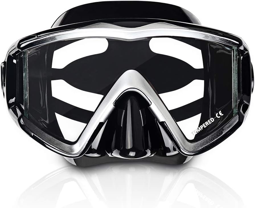 EXP VISION Adult Pano 3 Panoramic View Scuba Diving Mask, Tempered Glass Lens Snorkeling Dive Mask, Premium Swim Goggles with Nose Cover for Snorkeling, Freediving, Swimming : Sports & Outdoors