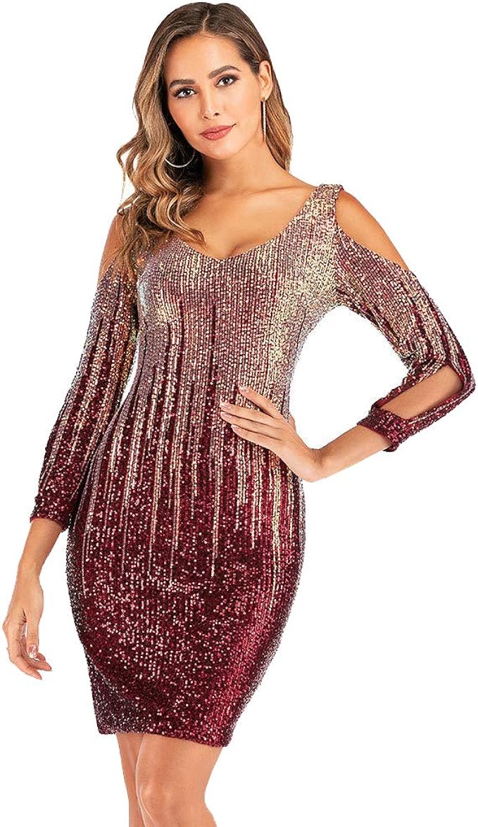 sexy deep shoulder bodycon dress