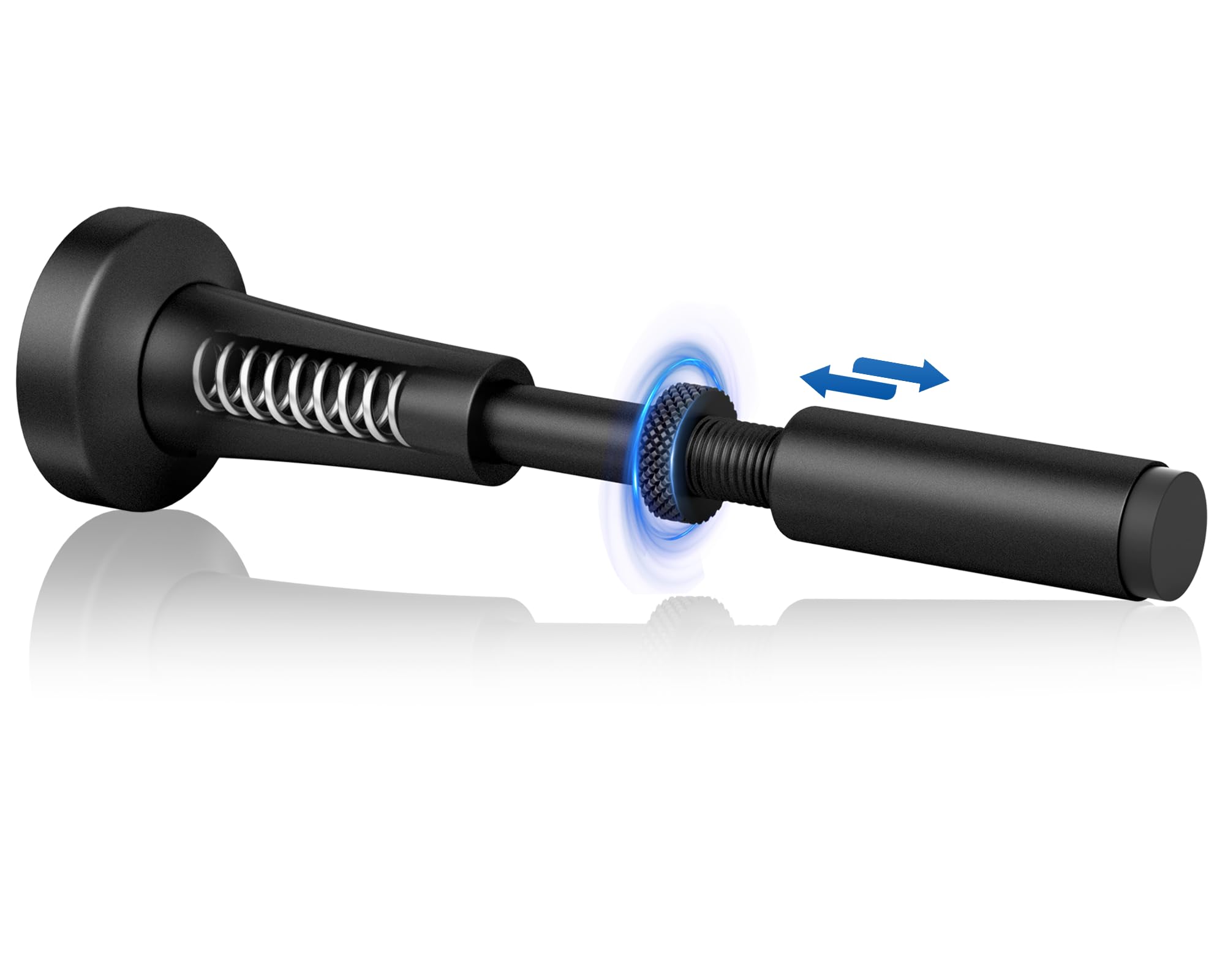 Photo 1 of 1pcs Adjustable Spring Door Stops, 4.17-5.35in Aluminum Long Door Stoppers with Silicone Tip, Matte Black Door Stop for Bottom of Door, Screw & Adhesive Installation, Black