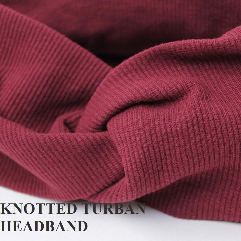 Huachi Turban Headbands for Women Wide Head Wraps Knotted Elastic Teen Girls Yoga Workout Solid Color Hair Accessories, 6 Pack : Beauty