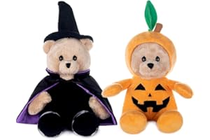My OLi 9" Pumpkin Wizard Stuffed Animal Plush - Witch & Pumpkin Plush Toy with Flip-Top Hat - Cute Teddy Bear for Kids, Babies & Toddlers