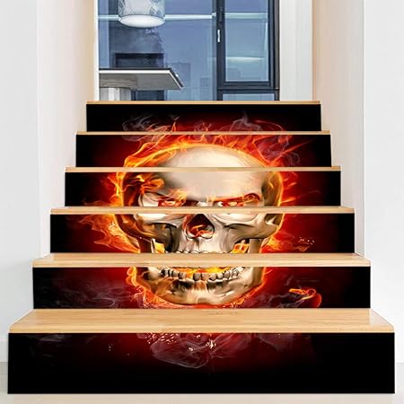 KONGRMB 6 Stück Treppendekoration Wandaufkleber_Halloween Fashion Step