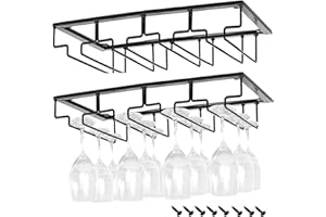 Yopay 2 Pack Wine Glass Rack, Metal Under Cabinet Stemware Holder for Bar Home Kitchen, Wine Glass Organizer Storage Hanger, 