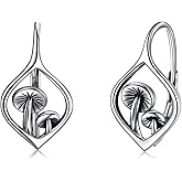 TIGER RIDER Mushroom/Daisy Leverback Earrings 925 Sterling Silver Mushroom Jewelry for Women Birthday Christmas Gift