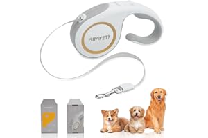 Retractable Pet Leash - 360° Tangle-Free, 16ft, for Dogs, Cats & Pets - One-Handed One-Key Lock (Large, White)