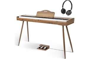 STRICH Digital Piano 88 Keys, Hammer-Action Weighted Keyboard, Full size Electric Piano Keyboard with Stand, 25Wx2 Speakers, Supports USB-MIDI/Wireless Connecting SDP-300S (Color Walnut Wood)