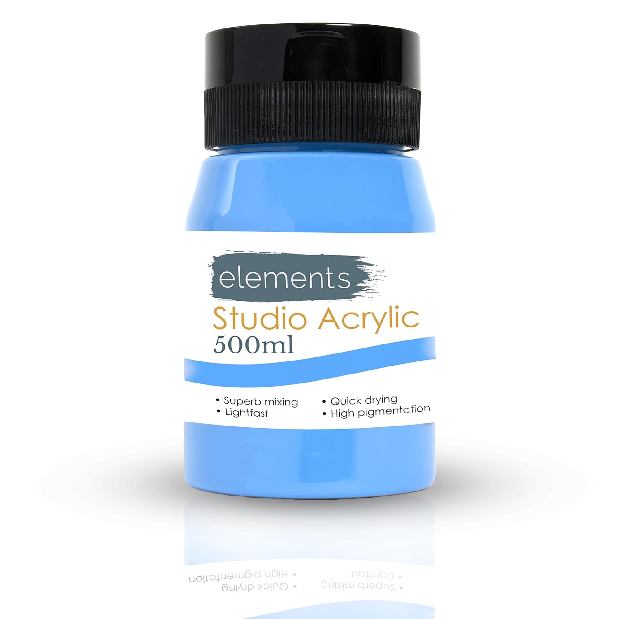 Elements 500ml Acrylic Paint 500 ml Tub - Quick Drying Acrylic Paints with High Pigment and Vibrant Colour Pigment Cerulean Blue