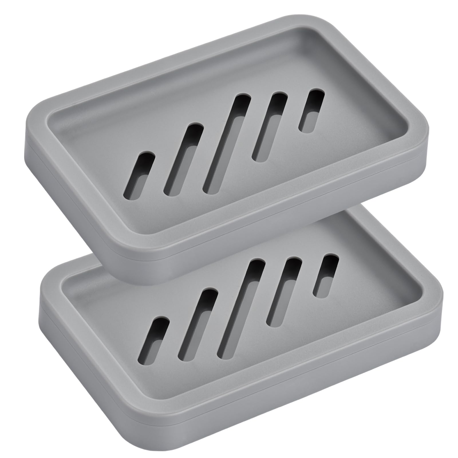 View 1 of 2PCS Mcyye Grey Soap Holders, Premium Plastic Bamboo Dish, Self Draining Soap Dishes Saver for Shower, Bar Soap, Bathroom, Kitchen Sink, Bath tub, Sponge, Easy Clean, Extend Soap Life