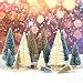 UHBGT Mini Tabletop Christmas Tree, 24pcs Miniature Pine Trees Frosted Sisal Trees with Wood Base DIY Crafts Home Decor Christmas Ornaments Green, Gold and Ivory,Mix Color