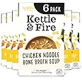 Kettle and Fire Chicken Noodle Soup with Bone Broth, Keto Friendly, High in Protein and Collagen, 6 Pack
