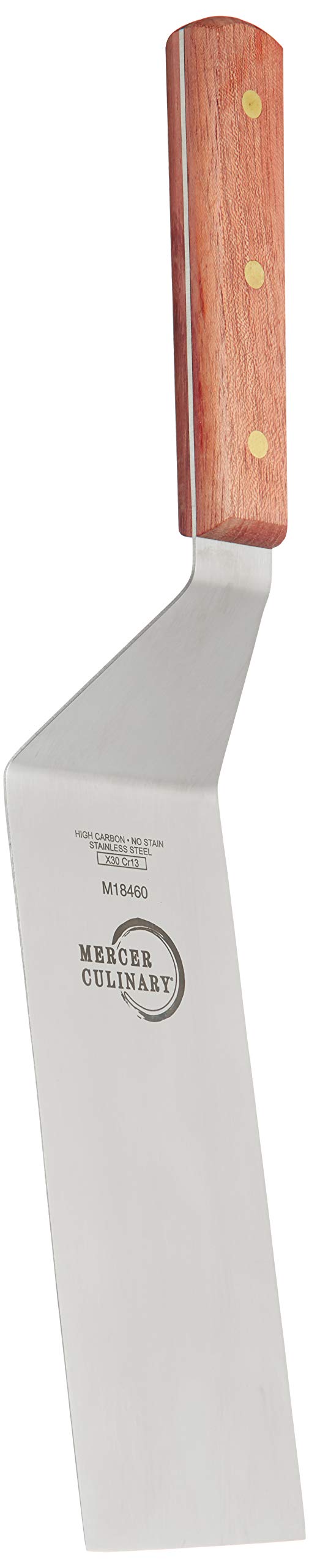 Mercer Culinary Praxis 8 x 3-Inch Square Edge Turner, Wood Handle, Stainless Steel, 38x10x3 cm, Brown