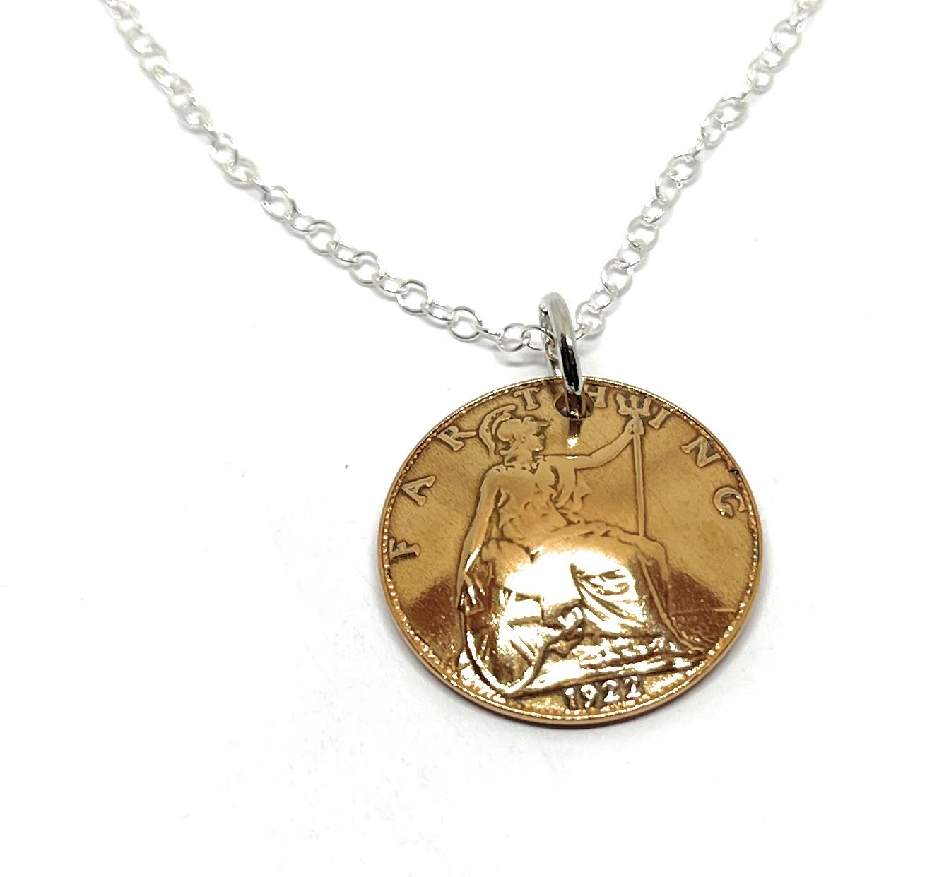 OCC Old Coin Cufflinks Domed Pendant 1932 Lucky farthing 94th Birthday plus a Sterling Silver 18in Chain