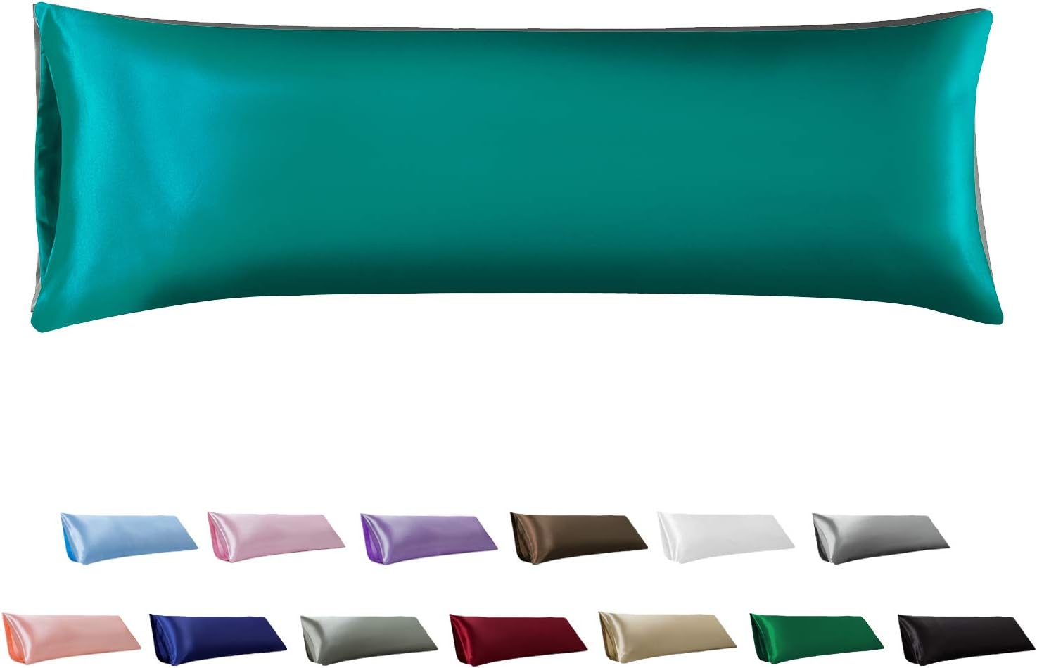 MR&HM Satin Body Pillow Cover 20x54 inches, Silky Slip Body Pillow Pillowcases No Zipper, Long Pillow Protector Covers with Envelope Closure for Adults Pregnant Woman (Teal): Home & Kitchen