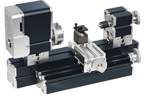 ZR ZHRUI Electroplated all Metal Mini Miniature Didactical Metal Lathe 50mm Center 36W 20000RPM for Processing Aluminum,Wood, Plastic Materials (Heighten Style)