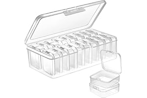 DUOFIRE 18 Pieces Bead Organizer Box Bead Storage Container Clear Plastic Small Storage Containers with Lids for Indigenous B