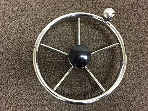 Pactrade-Marine-5-Spoke-Stainless-Steel-Steering-Wheel-with-Turning-Knob-11-L Pactrade-Marine-5-Spoke-Stainless-Steel-Steering-Wheel-with-Turning-Knob-11-L
