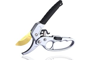 MEPEREZ Labor Saving Peuning shears, Work 3 Times Easier, Arthritis Weak Hand Snips (Titanium Coatings-Black, Modern, 1, ST-4)