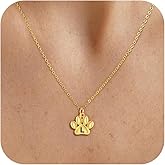 Fezodo Initial Paw Necklaces for Women, Dainty 14k Gold Plated Heart Necklace Initial A-Z Mothers Day Dog Mom Gifts Birthday Gift for Dog lover Cat Pet
