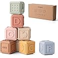YIVEKO Baby Blocks Stacking for Babies Silicone Soft Building Blocks Teethers Montessori Toys for Babies Education Toys for Toddler Baby 8 PCS-Gentle