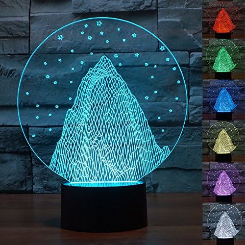 100~240v 3D Optical Illusion Glow LED Lighting Decorative Night Light,Color Changing, Atmosphere Adjustment, Touch-Sensitive Control Desk Lamp with USB Charging Port (Iceberg Stary Night)