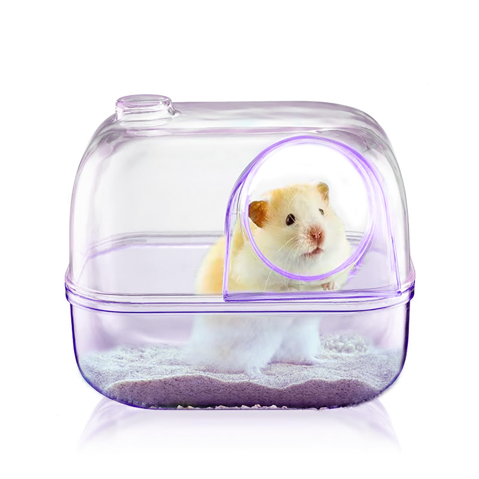 Photo 1 of Wallspet Hamster Bathtub Dwarf Hamster Bathroom Hamster Sand Bath Box Container Transparent Hamster Toilet with Scoop Hamster Bed for Small Animals (Purple)