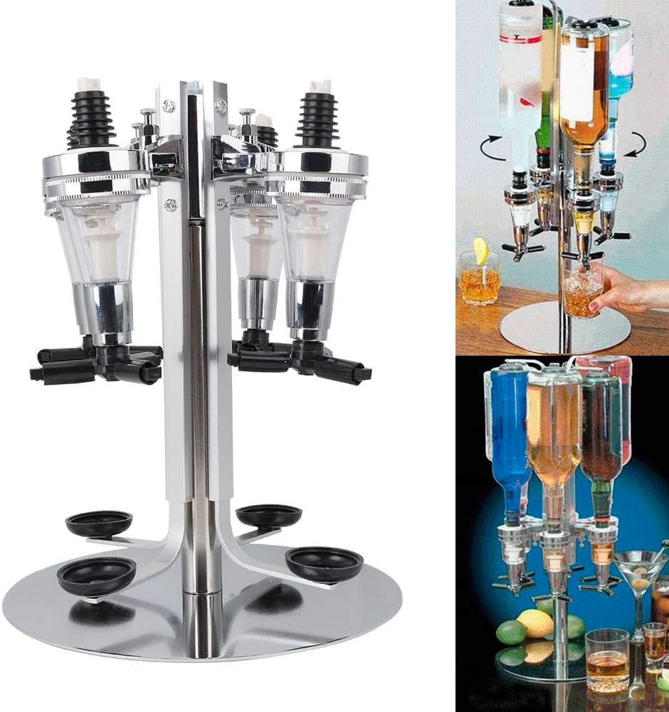 4 Bottle Liquor Dispenser, Revolving Liquor Holder Alcohol
