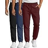 August Alley 3 Pack Men's Joggers Sweatpants Athletic Elastic Cuffed Pants Tapered Leg Elastic Hidden Drawstring with Pockets