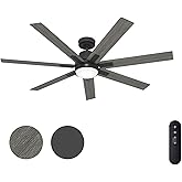 Hunter Fan 60 inch Matte Black Indoor Ceiling Fan with Light and Remote for Bedroom, Large Room/Great Room, Dining Room, Kitc