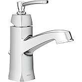 Moen Conway Chrome One-Handle Single Hole or Centerset Bathroom Faucet with Drain Assembly, WS84923