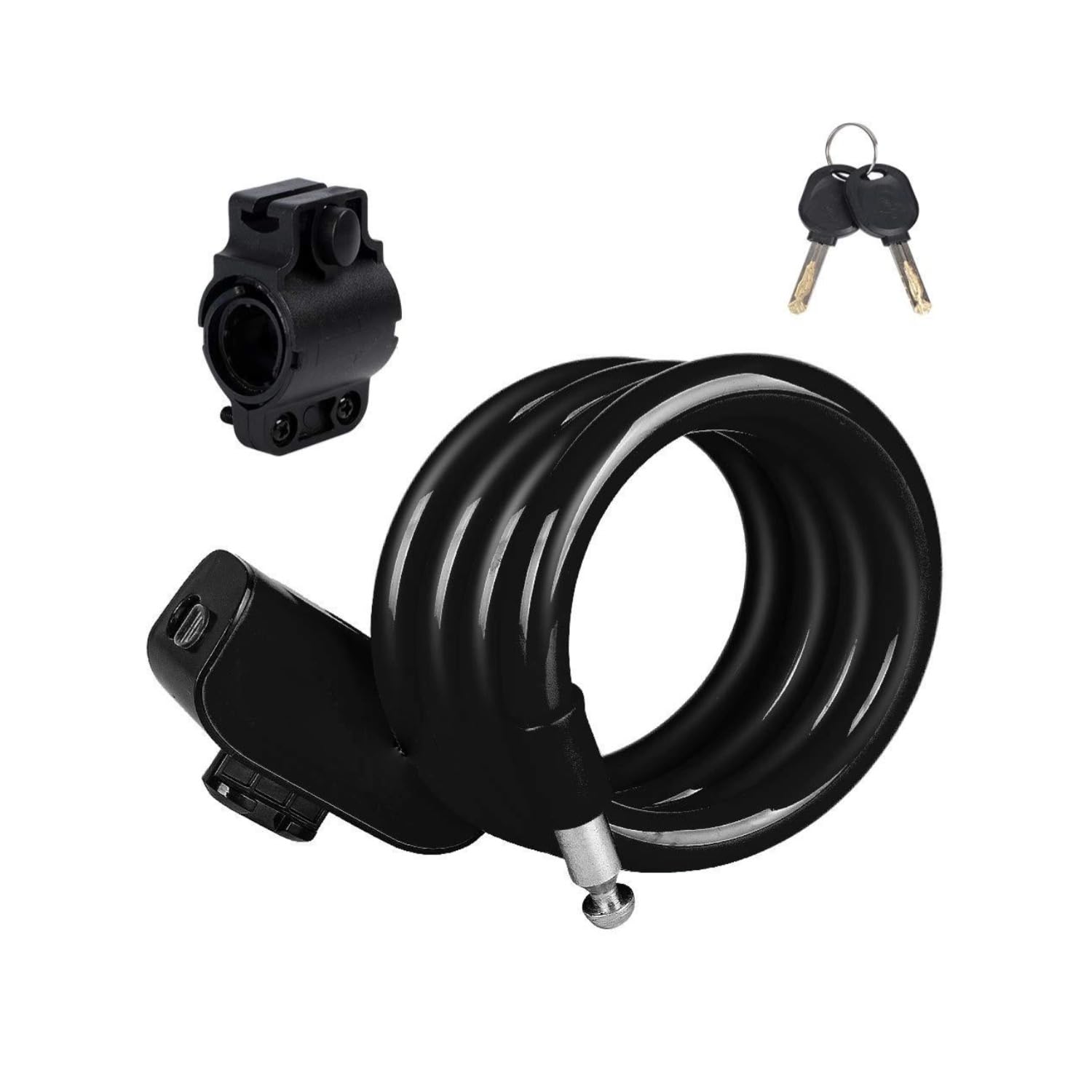 ICOCOPRO Bike Lock, Bike Lock Cable with Anti-theft Lock Cylinder, Coiled Secure Keys Bike Cable Lock, PVC Anti-scratch Coating Bicycle Cable Lock, Mounting Bracket Included, 120cm